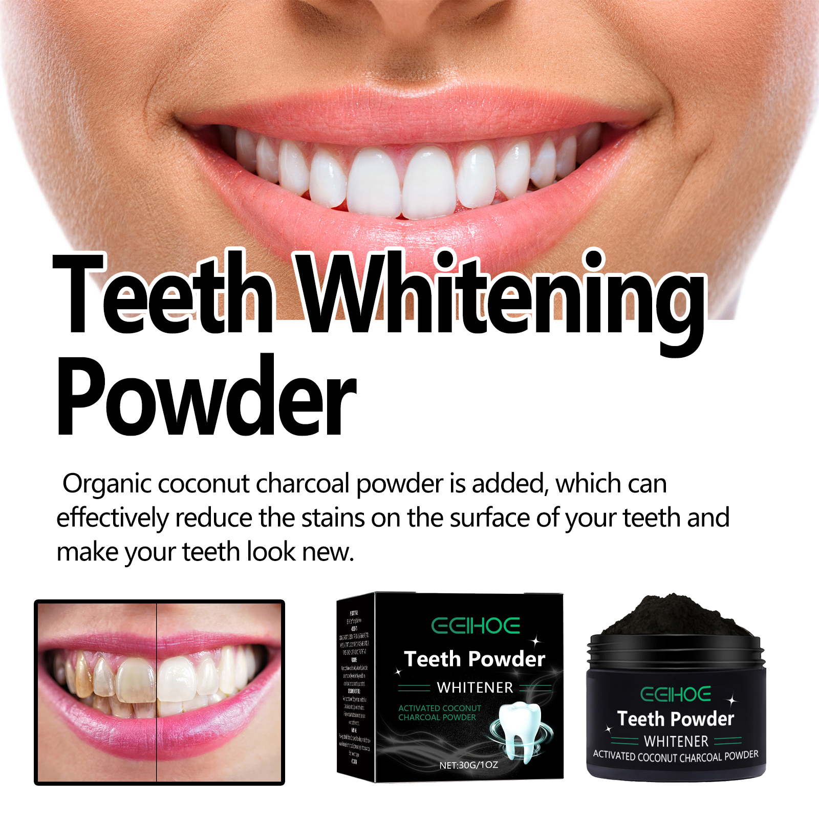 Natural Teeth Whitening Powder - огляд і ціна Teeth Whitening With Baking Soda